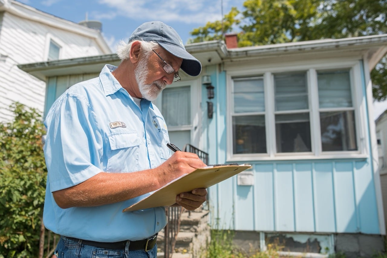 Long Island New York property owner conducting inspection of vacant house