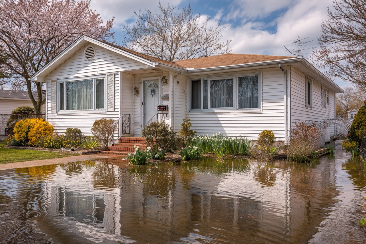 Storm damaged home for sale in Long Island New York neighborhood